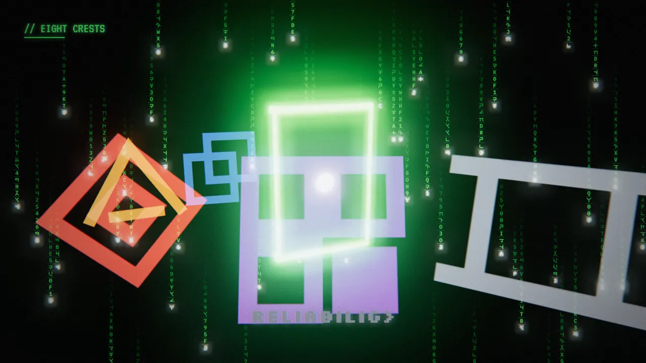 The eight Crests glowing over File Island